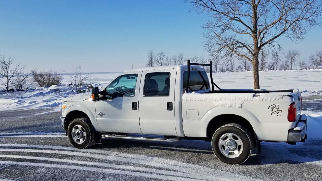 Ford truck in snow.