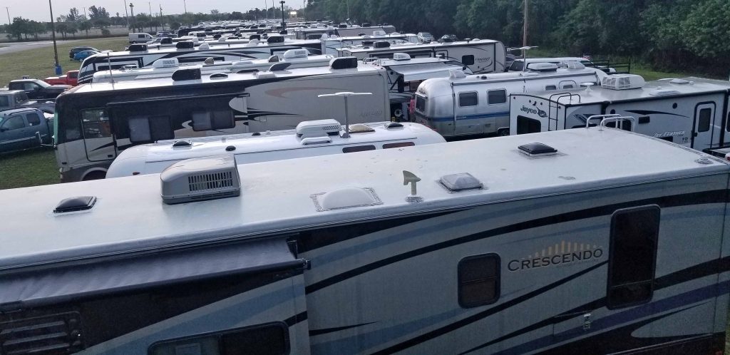 RV at Lee County Civic Center and Fairgrounds in Fort Myers, Florida.