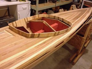 cedar strips form kayak cockpit