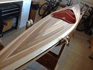 top of cedar wooden handmade kayak