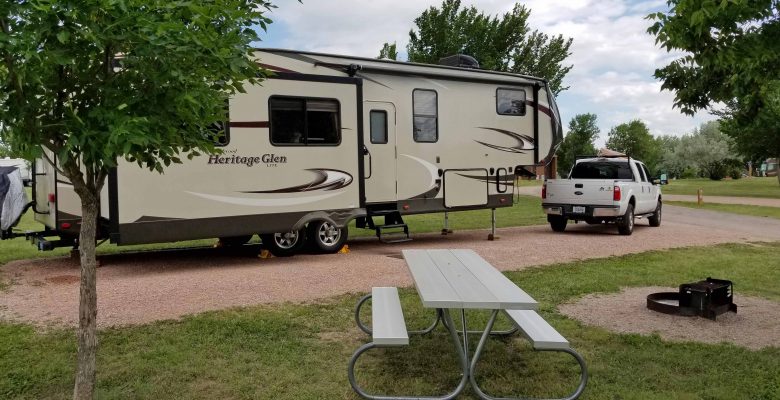 Heritage Glen RV at campsite at South Dakota State Park