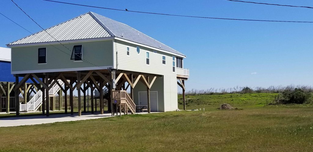 houses built elevated from storm surge along Louisiana coast