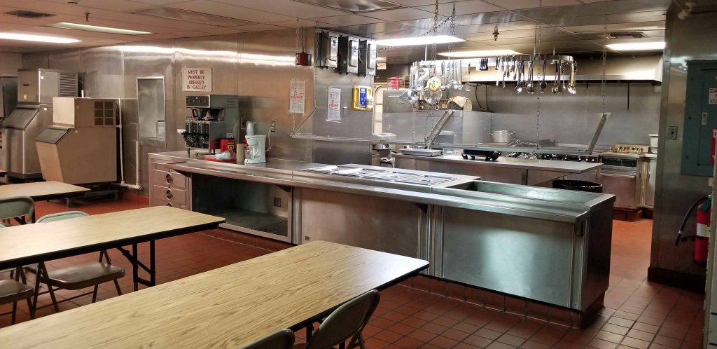 The kitchen aboard drilling rig Mr. Charlie