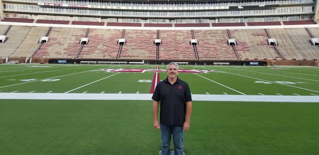 On the field at Mississippi State University's Davis Wade Stadium.