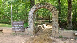 Stone arch marking start of Appalachian Trail approach trail.