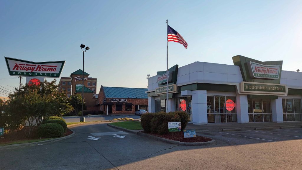 When Vernon Rudolf began making Krispy Kreme donuts in 1937, could he have imagined this result which is the flagship store near the original location.