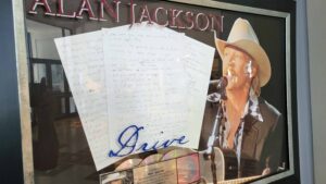 The handwritten lyrics for Alan Jackson's song "Where were you".