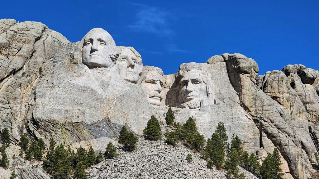 The four presidents carved into granite at Mount Rushmore National Memorial.
