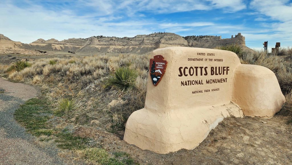 Scotts Bluff National Monument entrance sign.