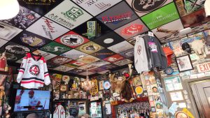 Image of ceiling and walls of Rosie's restaurant in Moose Jaw.
