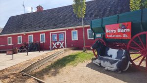 red barn with sign The Berry Barn in Saskatoon.