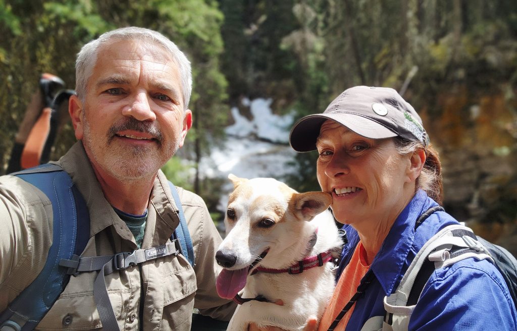 Brad Saum and Mary Beth Sampson with her dog Jolene