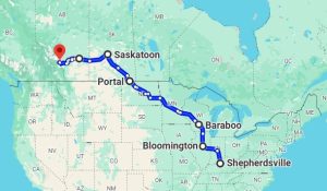 Map showing route we have traveled on our van life trip to Alaska.