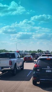 Rush hour traffic on our Road Trip to Alaska